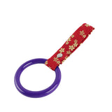 Round JDM Tsurikawa Drift Subway Train Bus Handle Strap – Universal Car Interior Hanging Charm, Bosozoku Red Flowers Pattern Retro Nylon Strap X1