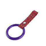 Round JDM Tsurikawa Drift Subway Train Bus Handle Strap – Universal Car Interior Hanging Charm, Bosozoku Red Clouds Pattern Retro Nylon Strap X1