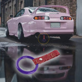 Round JDM Tsurikawa Drift Subway Train Bus Handle Strap – Universal Car Interior Hanging Charm, Bosozoku Red Clouds Pattern Retro Nylon Strap X1
