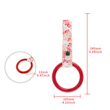 Round Crystal-Style Ring JDM Tsurikawa Drift Subway Train Bus Handle Strap – Universal Car Interior Hanging Charm, Bosozoku Pink Flowers Pattern Retro Nylon Strap X1