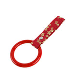 Round JDM Tsurikawa Drift Subway Train Bus Handle Strap – Universal Car Interior Hanging Charm, Bosozoku Red Flowers Pattern Retro Nylon Strap X1