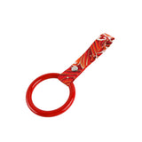 Round JDM Tsurikawa Drift Subway Train Bus Handle Strap – Universal Car Interior Hanging Charm, Bosozoku Red Waves Pattern Retro Nylon Strap X1