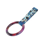 Round JDM Tsurikawa Drift Subway Train Bus Handle Strap – Universal Car Interior Hanging Charm, Bosozoku Blue Waves Pattern Retro Nylon Strap X1