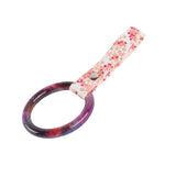 Round JDM Tsurikawa Drift Subway Train Bus Handle Strap – Universal Car Interior Hanging Charm, Bosozoku Pink Flowers Pattern Retro Nylon Strap X1