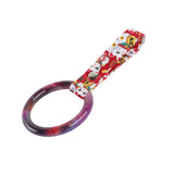 Round JDM Tsurikawa Drift Subway Train Bus Handle Strap – Universal Car Interior Hanging Charm, Bosozoku Red Cats Pattern Retro Nylon Strap X1