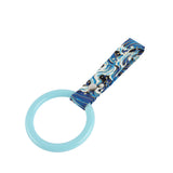 Round JDM Tsurikawa Drift Subway Train Bus Handle Strap – Universal Car Interior Hanging Charm, Bosozoku Blue Waves Pattern Retro Nylon Strap X1