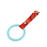 Round JDM Tsurikawa Drift Subway Train Bus Handle Strap – Universal Car Interior Hanging Charm, Bosozoku Red Waves Pattern Retro Nylon Strap X1