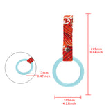 Round JDM Tsurikawa Drift Subway Train Bus Handle Strap – Universal Car Interior Hanging Charm, Bosozoku Red Waves Pattern Retro Nylon Strap X1