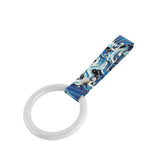 Round JDM Tsurikawa Drift Subway Train Bus Handle Strap – Universal Car Interior Hanging Charm, Bosozoku Blue Waves Pattern Retro Nylon Strap X1