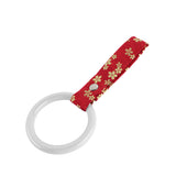Round JDM Tsurikawa Drift Subway Train Bus Handle Strap – Universal Car Interior Hanging Charm, Bosozoku Red Flowers Pattern Retro Nylon Strap X1