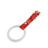 Round JDM Tsurikawa Drift Subway Train Bus Handle Strap – Universal Car Interior Hanging Charm, Bosozoku Red Waves Pattern Retro Nylon Strap X1