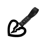 S Broken Heart JDM Tsurikawa Drift Subway Train Bus Handle Strap – Universal Car Interior Hanging Charm, Black Nylon X1