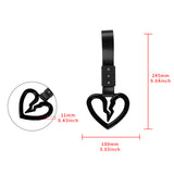 S Broken Heart JDM Tsurikawa Drift Subway Train Bus Handle Strap – Universal Car Interior Hanging Charm, Black Nylon X1