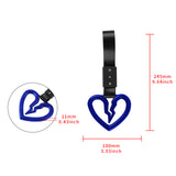 S Broken Heart Crystal-Style Ring JDM Tsurikawa Drift Subway Train Bus Handle Strap – Universal Car Interior Hanging Charm, Black Nylon X2