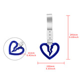 S Broken Heart Crystal-Style Ring JDM Tsurikawa Drift Subway Train Bus Handle Strap – Universal Car Interior Hanging Charm, Gray Nylon X2