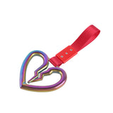 S Broken Heart JDM Tsurikawa Drift Subway Train Bus Handle Strap – Universal Car Interior Hanging Charm, Red Nylon X2