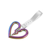 S Broken Heart JDM Tsurikawa Drift Subway Train Bus Handle Strap – Universal Car Interior Hanging Charm, Silver Nylon X1