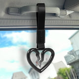 S Broken Heart Crystal-Style Ring JDM Tsurikawa Drift Subway Train Bus Handle Strap – Universal Car Interior Hanging Charm, Black Nylon X2