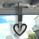 S Broken Heart Crystal-Style Ring JDM Tsurikawa Drift Subway Train Bus Handle Strap – Universal Car Interior Hanging Charm, Gray Nylon X2