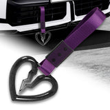 S Broken Heart Crystal-Style Ring JDM Tsurikawa Drift Subway Train Bus Handle Strap – Universal Car Interior Hanging Charm, Purple Nylon X1