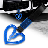 S Broken Heart Crystal-Style Ring JDM Tsurikawa Drift Subway Train Bus Handle Strap – Universal Car Interior Hanging Charm, Black Nylon X1