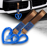 S Broken Heart Crystal-Style Ring JDM Tsurikawa Drift Subway Train Bus Handle Strap – Universal Car Interior Hanging Charm, Brown Nylon X2