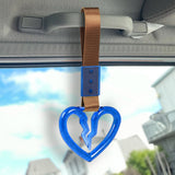S Broken Heart Crystal-Style Ring JDM Tsurikawa Drift Subway Train Bus Handle Strap – Universal Car Interior Hanging Charm, Brown Nylon X2