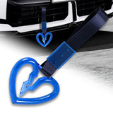 S Broken Heart Crystal-Style Ring JDM Tsurikawa Drift Subway Train Bus Handle Strap – Universal Car Interior Hanging Charm, Navy Blue Nylon X1