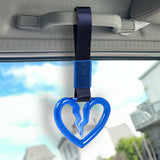 S Broken Heart Crystal-Style Ring JDM Tsurikawa Drift Subway Train Bus Handle Strap – Universal Car Interior Hanging Charm, Navy Blue Nylon X2