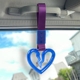 S Broken Heart Crystal-Style Ring JDM Tsurikawa Drift Subway Train Bus Handle Strap – Universal Car Interior Hanging Charm, Purple Nylon X1