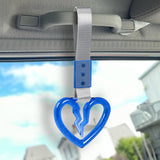 S Broken Heart Crystal-Style Ring JDM Tsurikawa Drift Subway Train Bus Handle Strap – Universal Car Interior Hanging Charm, Silver Nylon X1