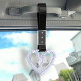 S Broken Heart Crystal-Style Ring JDM Tsurikawa Drift Subway Train Bus Handle Strap – Universal Car Interior Hanging Charm, Black Nylon X2