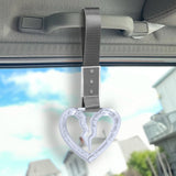 S Broken Heart Crystal-Style Ring JDM Tsurikawa Drift Subway Train Bus Handle Strap – Universal Car Interior Hanging Charm, Gray Nylon X2