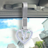 S Broken Heart Crystal-Style Ring JDM Tsurikawa Drift Subway Train Bus Handle Strap – Universal Car Interior Hanging Charm, Silver Nylon X1