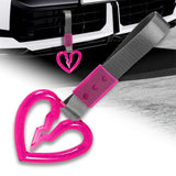 S Broken Heart Crystal-Style Ring JDM Tsurikawa Drift Subway Train Bus Handle Strap – Universal Car Interior Hanging Charm, Gray Nylon X1