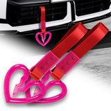 S Broken Heart Crystal-Style Ring JDM Tsurikawa Drift Subway Train Bus Handle Strap – Universal Car Interior Hanging Charm, Red Nylon X2