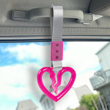 S Broken Heart Crystal-Style Ring JDM Tsurikawa Drift Subway Train Bus Handle Strap – Universal Car Interior Hanging Charm, Silver Nylon X1