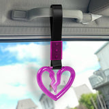 S Broken Heart Crystal-Style Ring JDM Tsurikawa Drift Subway Train Bus Handle Strap – Universal Car Interior Hanging Charm, Black Nylon X2