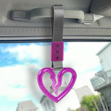 S Broken Heart Crystal-Style Ring JDM Tsurikawa Drift Subway Train Bus Handle Strap – Universal Car Interior Hanging Charm, Gray Nylon X2