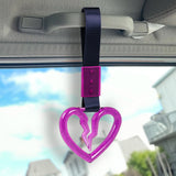 S Broken Heart Crystal-Style Ring JDM Tsurikawa Drift Subway Train Bus Handle Strap – Universal Car Interior Hanging Charm, Navy Blue Nylon X2