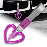 S Broken Heart Crystal-Style Ring JDM Tsurikawa Drift Subway Train Bus Handle Strap – Universal Car Interior Hanging Charm, Silver Nylon X1