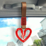 S Broken Heart Crystal-Style Ring JDM Tsurikawa Drift Subway Train Bus Handle Strap – Universal Car Interior Hanging Charm, Brown Nylon X2