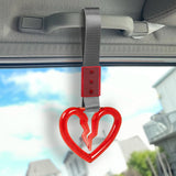 S Broken Heart Crystal-Style Ring JDM Tsurikawa Drift Subway Train Bus Handle Strap – Universal Car Interior Hanging Charm, Gray Nylon X2