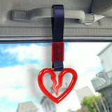 S Broken Heart Crystal-Style Ring JDM Tsurikawa Drift Subway Train Bus Handle Strap – Universal Car Interior Hanging Charm, Navy Blue Nylon X2