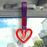 S Broken Heart Crystal-Style Ring JDM Tsurikawa Drift Subway Train Bus Handle Strap – Universal Car Interior Hanging Charm, Purple Nylon X1