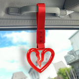 S Broken Heart Crystal-Style Ring JDM Tsurikawa Drift Subway Train Bus Handle Strap – Universal Car Interior Hanging Charm, Red Nylon X1