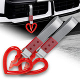 S Broken Heart Crystal-Style Ring JDM Tsurikawa Drift Subway Train Bus Handle Strap – Universal Car Interior Hanging Charm, Silver Nylon X2