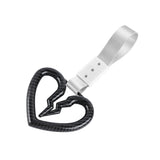 S Broken Heart JDM Tsurikawa Drift Subway Train Bus Handle Strap – Universal Car Interior Hanging Charm, Silver Nylon X1