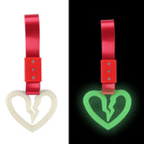 S Broken Heart JDM Tsurikawa Drift Subway Train Bus Handle Strap – Universal Car Interior Hanging Charm, Red Nylon X2