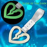 S Broken Heart JDM Tsurikawa Drift Subway Train Bus Handle Strap – Universal Car Interior Hanging Charm, Silver Nylon X1